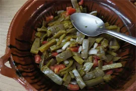 Fresh nopales salad prepared in class